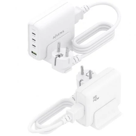 AISENS Cargador Sobremesa GaN 140W 3x USB-C PD3.1 1x USB-A Blanco